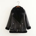 Top donna Valstrend in pelle elegante con cuciture, colore solido, a maniche lunghe e chiusura con zip, stile alla moda.