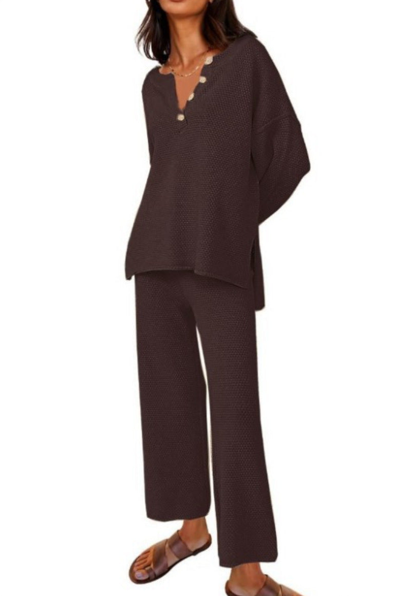 Completo donna Valstrend, tuta casual a tinta unita, vestibilità larga e confortevole, due pezzi da donna.