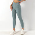 Pantaloni fitness stretch a vita alta Valstrend, in tessuto a trama europea e americana, color pesca, morbidi e comodi.