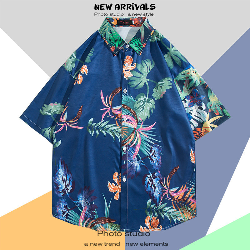 Thai Seaside Short Sleeve Printed Shirt Men