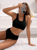 Bikini donna Valstrend, slip a vita alta con scollo a U e schiena scoperta, con spacco e design elegante per l'estate.