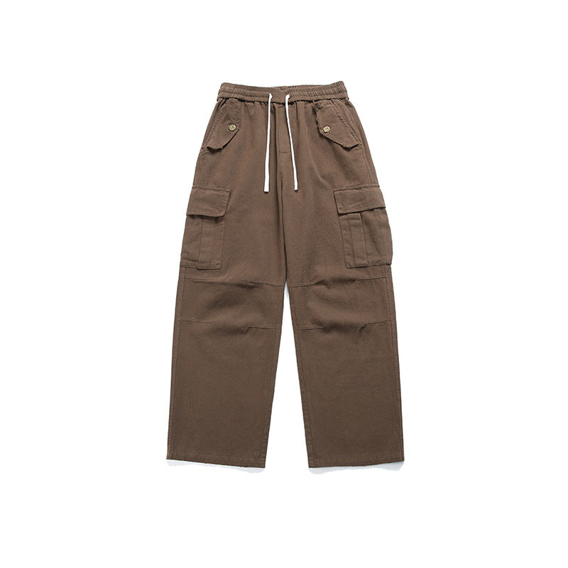 Pantaloni maschili con tasca tridimensionale e gamba dritta, colore solido, stile moderno e comodo, marchio Valstrend.