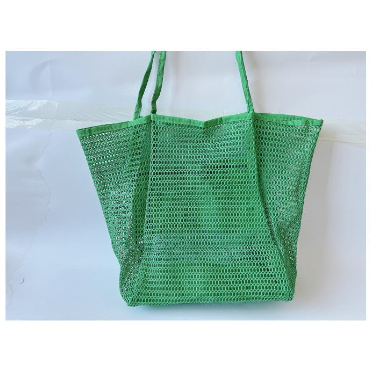 Borsa a mano estiva in rete per spiaggia donna Valstrend, borsa casual pieghevole con tracolla, stile pratico e leggero