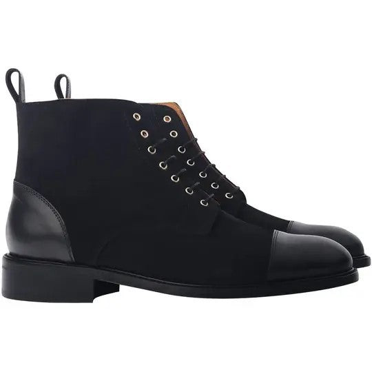 Stivaletti uomo Valstrend con punta appuntita, suola piatta a zeppa e cinturino sottile in tessuto, stile corto e elegante