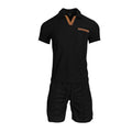 Completo da uomo Valstrend in tessuto leggero con giacca a maniche corte e pantaloncini, stile estate con revers e design casual.