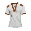 Camicia sportiva Henley Valstrend a maniche corte con collo a lacci, stile europeo e americano, tessuto leggero e casual.