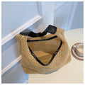 Borsa tote casual retrò in paglia Valstrend, stile fashion e versatile, con manici in cotone e design elegante per ogni occasione.