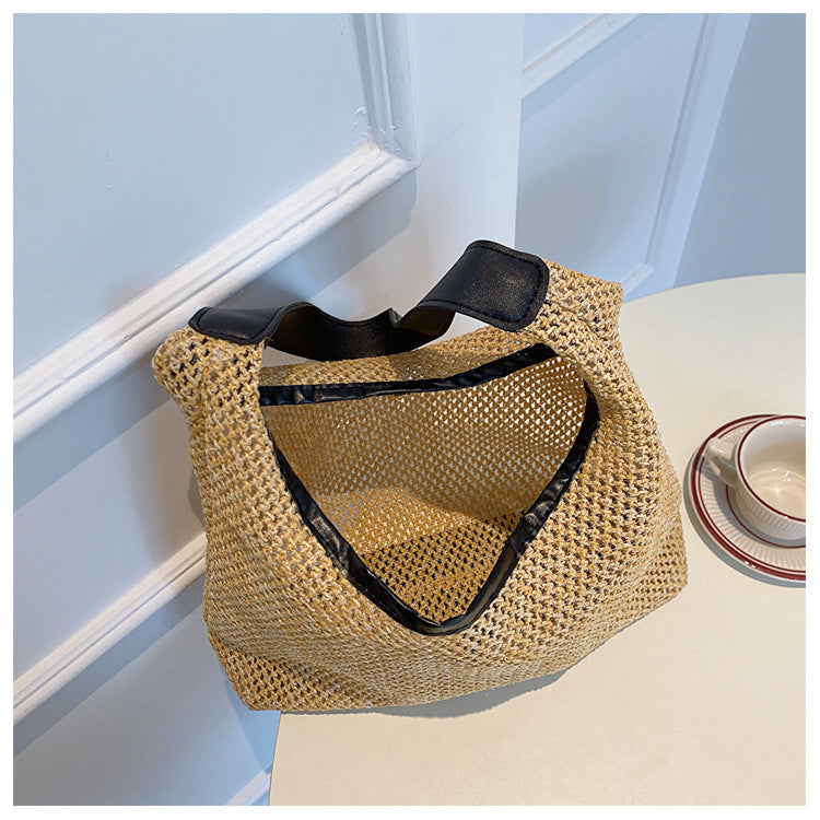 Borsa tote casual retrò in paglia Valstrend, stile fashion e versatile, con manici in cotone e design elegante per ogni occasione.