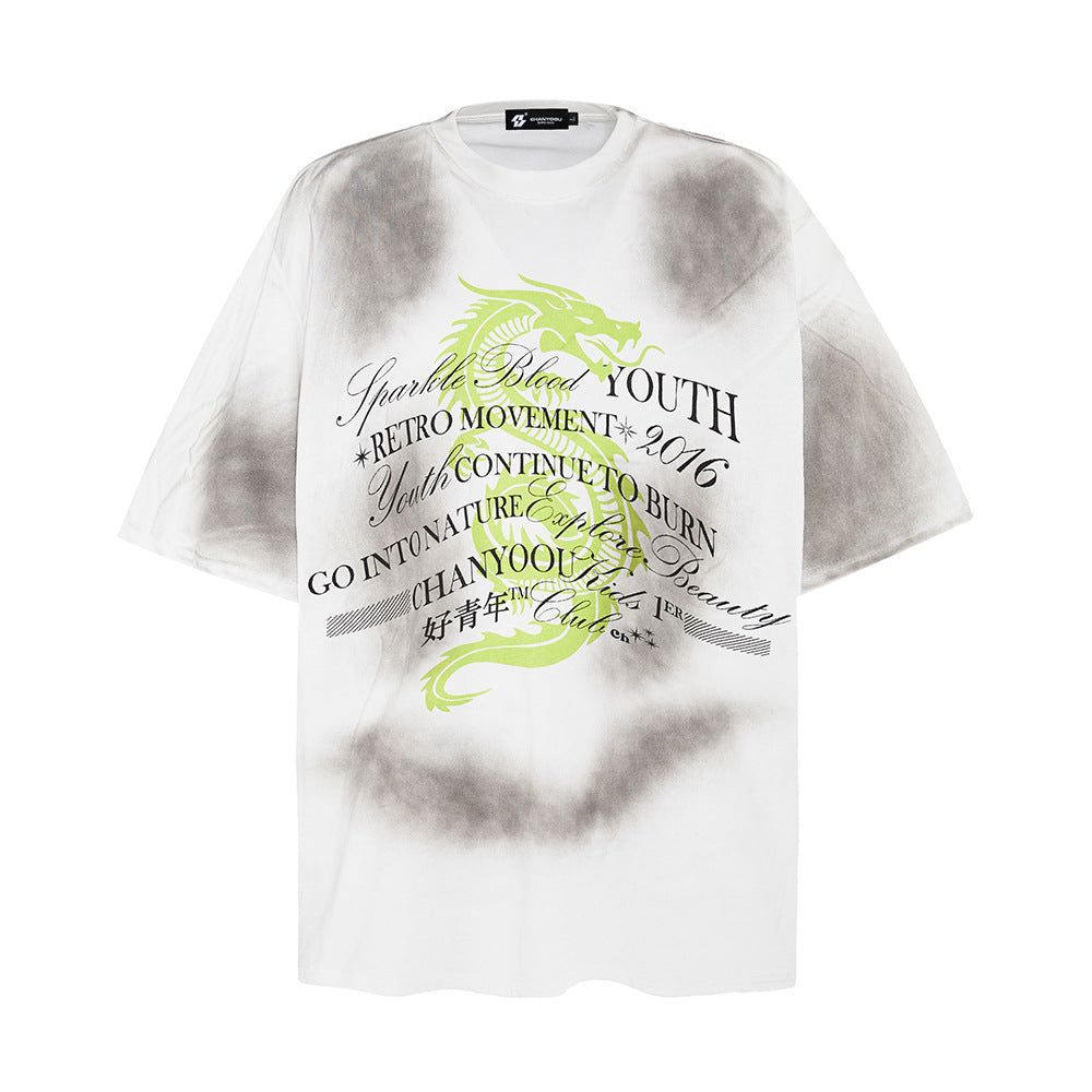 Inkjet Dirty Short-sleeved T-shirt Men's Fashion