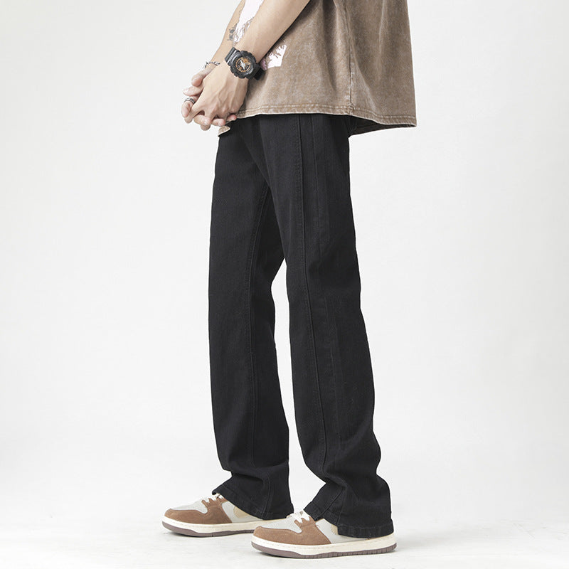 Jeans gialli in stile americano, lavati pesantemente, marca Valstrend, mostrati con dettagli di cuciture e tasche.