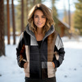 Giaccone donna imbottito in cotone con cappuccio e cerniera, stile 3D, marca Valstrend, vista frontale in immagine.