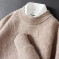 Camicia da uomo Valstrend in jacquard spesso, vestibilità ampia con collo rotondo, tessuto morbido e caldo.