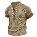 T-shirt casual da uomo Valstrend, stile retrò con allacciatura classica, tessuto morbido e comodo, vista frontale.