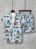 Completo uomo casual con t-shirt e pantaloncini stampati 3D Valstrend, stile rilassato e moderno.