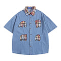 Camicia oversize in jeans con stampa di orso polare cartone animato, marca Valstrend shop, stile casual e alla moda