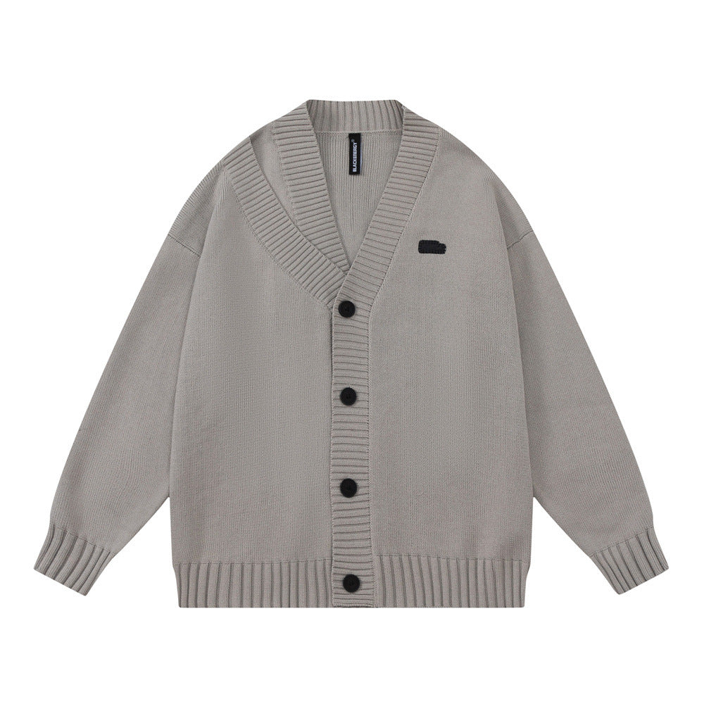 Cardigan a maglia a V girocollo in stile americano per primavera e autunno, marca Valstrend, dettaglio tessuto e colore beige
