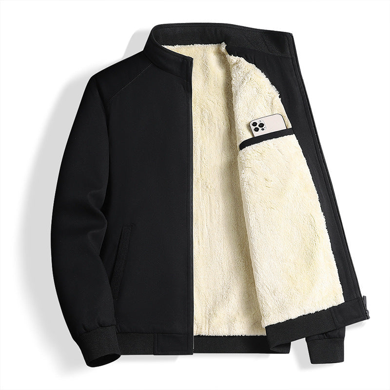 Giacca da uomo Valstrend in pile spesso con colletto alto, ideale per autunno e inverno, imbottitura calda e elegante.