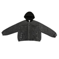 Giacca imbottita in cotone con tasca tridimensionale, cappuccio e stile denim, marca Valstrend, vestibilità casual e moderna.