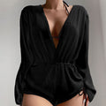 Costume da bagno intero da donna Valstrend, protezione solare, stile blouse, tessuto leggero e comodo per spiaggia e piscina