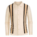 Camicia sottile da uomo in maglia primaverile con righe e splicing, marca Valstrend, mostrata con dettagli in tessuto a righe.