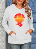 Felpa con cappuccio Valstrend con stampa a motivo solare e coulisse, abbigliamento femminile, vista frontale.