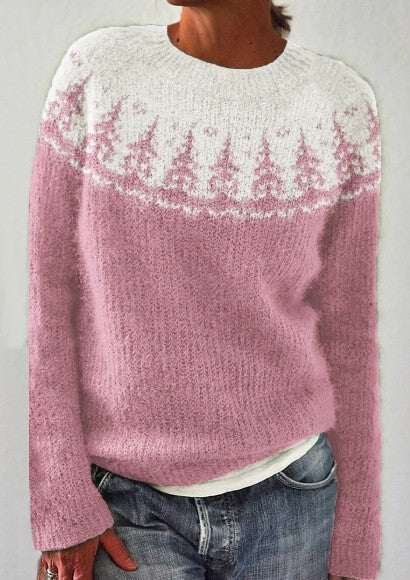 Maglione da donna Valstrend con collo rotondo, multicolore, vestibilità loose, stile alla moda, tessuto morbido e confortevole