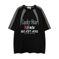 American Stitching Contrast Color Letter Print Short-sleeve