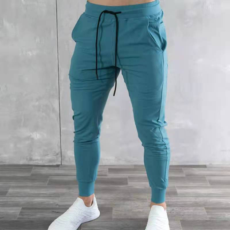 Pantaloni jogger slim fit fitness da uomo Valstrend, versione coreana, in tessuto morbido e aderente, colore nero.
