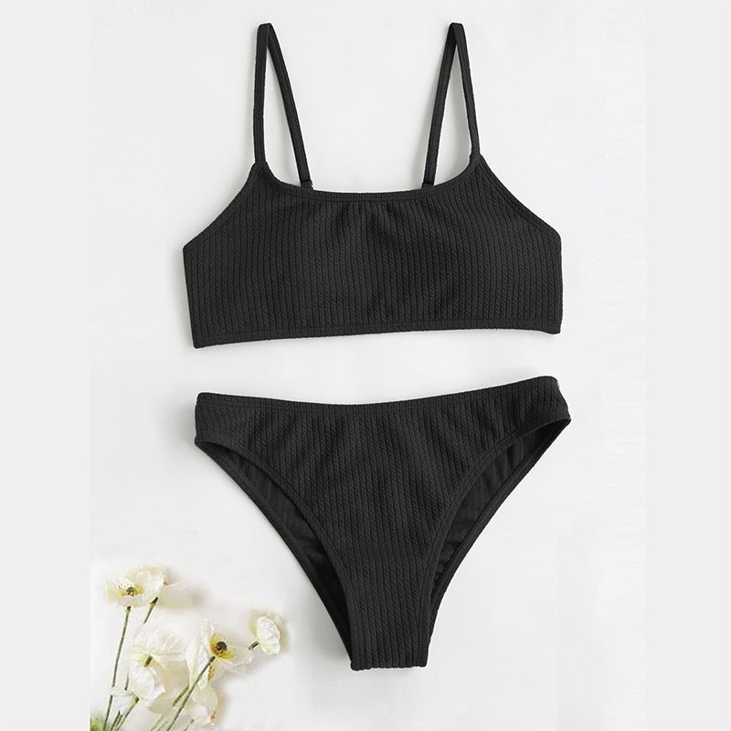 Top bikini a tubino multicolore per bambine, stile fashion con spacco, prodotto da Valstrend shop.