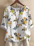 Camicia donna in cotone e lino con stampa, vestibilità ampia e casual, di marca Valstrend.