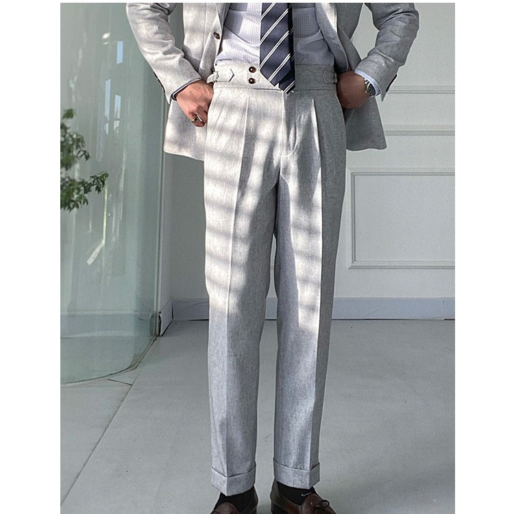 Pantaloni da uomo Valstrend shop a vita alta dritti e versatili, pantaloni oversize con pieghe, stile casual e alla moda
