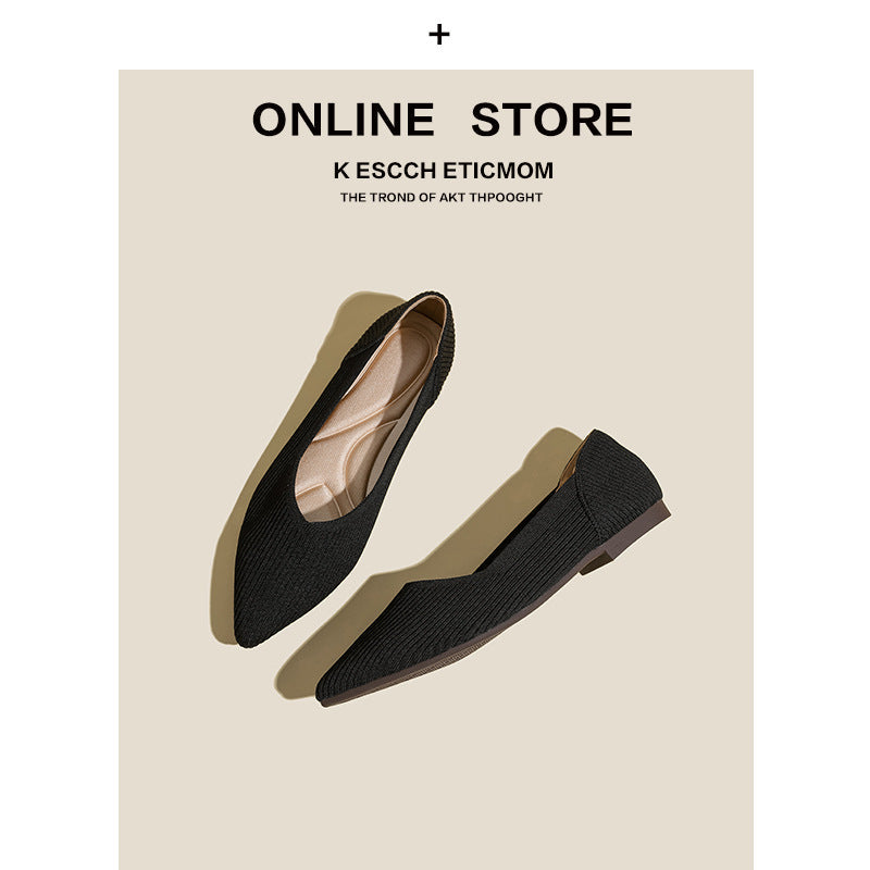 Scarpe flat con punta affusolata e apertura poco profonda, colorate e abbinate, marca Valstrend shop, viste da lato