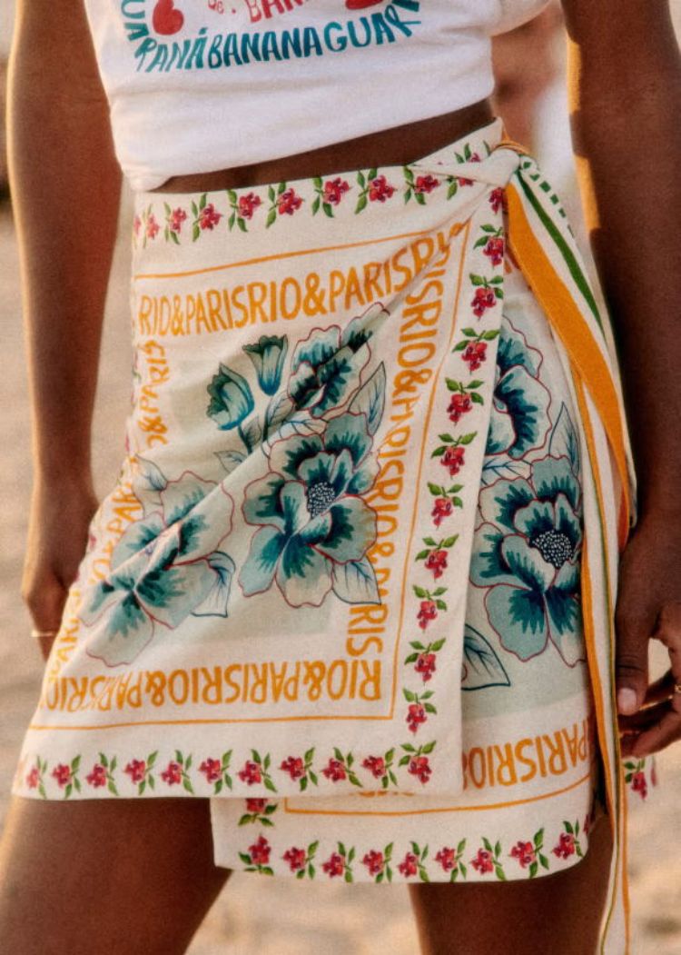 Gonna donna Valstrend skirt da spiaggia a stampa con allacciatura, tessuto leggero e stile trendy per l'estate.