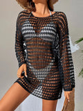 Blusa bikini femminile in mesh traforata e maglia, stile Valstrend, visibile con dettagli trasparenti e design elegante