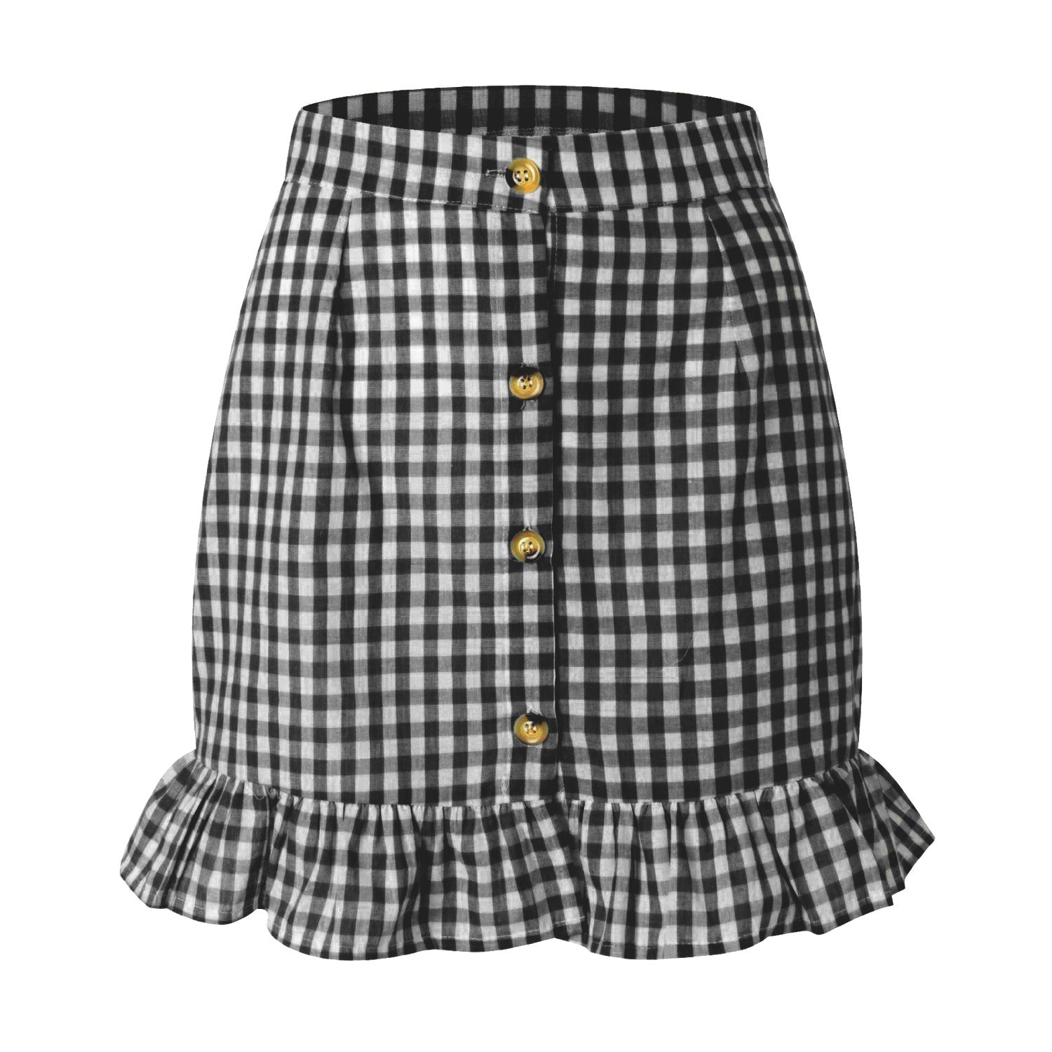Gonna a vita alta donna Valstrend con gonna a quadri a forma di foglia di loto, stile elegante e alla moda