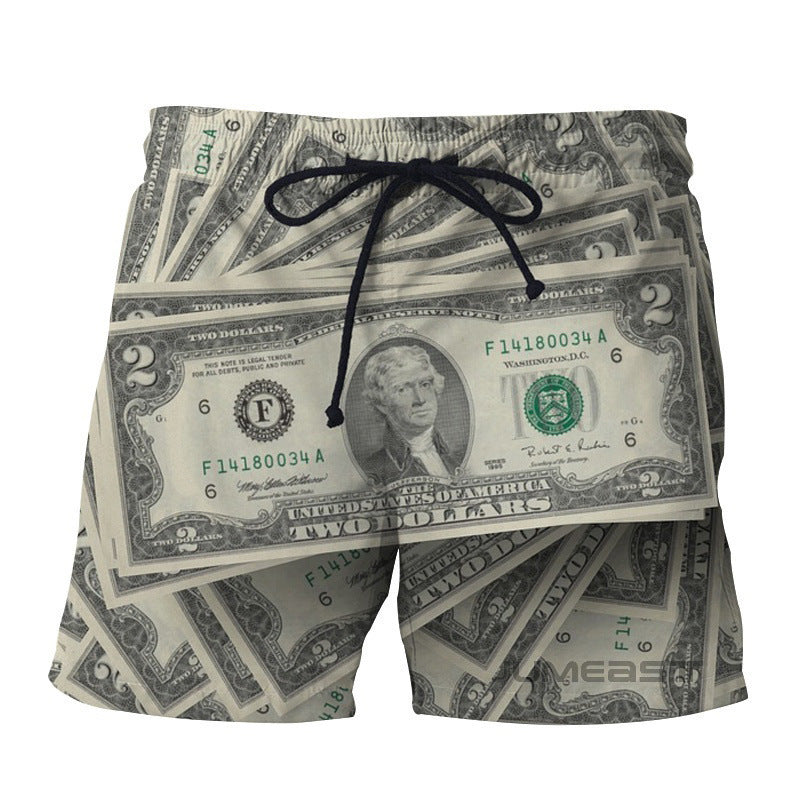 Pantaloni da spiaggia retrò da uomo Valstrend, stile trendy con dettagli coin 3D, casual e alla moda per l'estate.