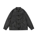Giacca retrò in pelle PU morbida con collo alto piccolo, stile casual e rilassato, di marca Valstrend shop.