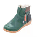 Stivali Martin in pelle con cuciture, suola piatta e zip laterale, taglie grandi, marca Valstrend Shop, stile robusto e alla moda