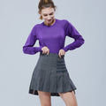 Gonna a pieghe con parte anteriore corta e posteriore lunga, gonna donna Valstrend, tessuto leggero e stile elegante