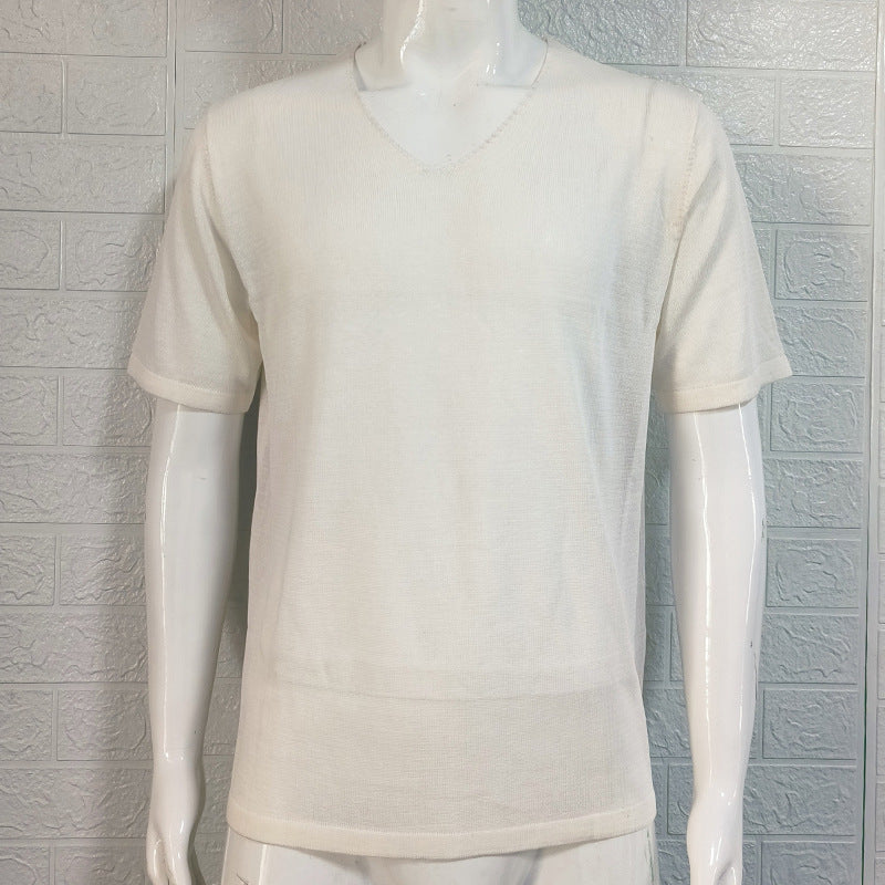 Maglietta a maniche corte con scollo a V slim-fit di Valstrend, maglia in maglia europea e americana.