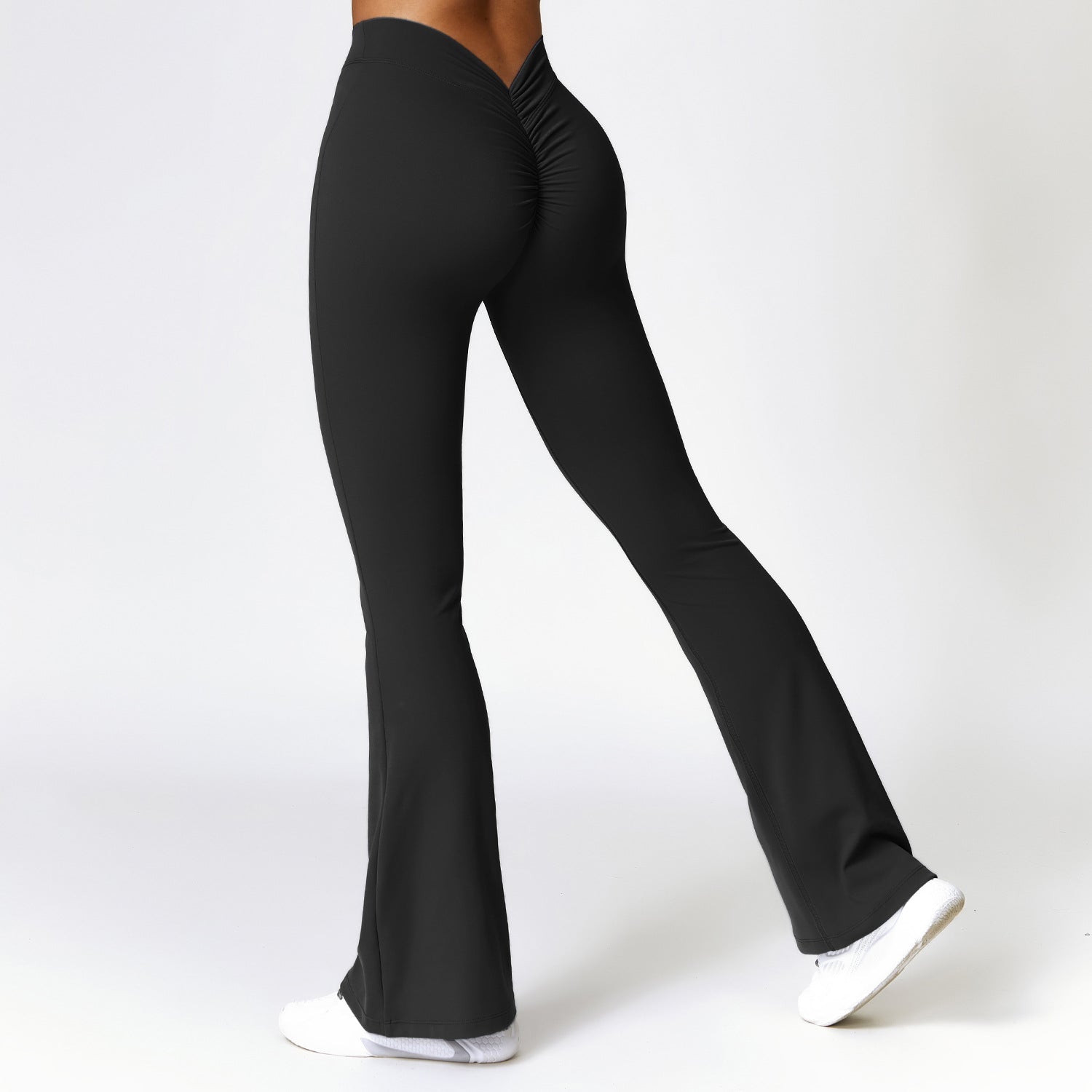 Pantaloni yoga a campana Valstrend, pantaloni fitness donna con sollevamento dei fianchi e stile trendy, in tessuto elastico.