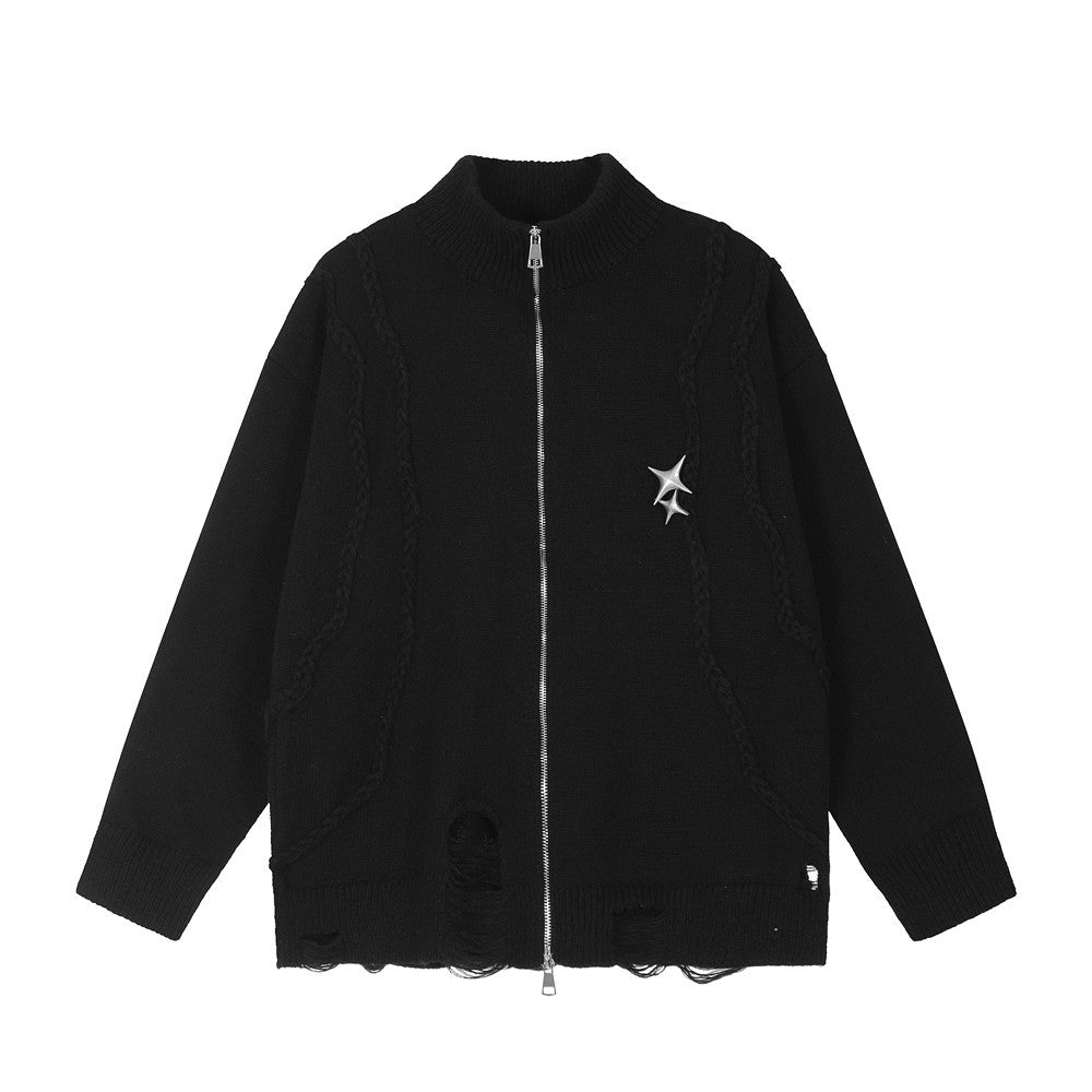 Cardigan da uomo con colletto a stand Valstrend, stile europeo e americano, tessuto morbido e moderno.