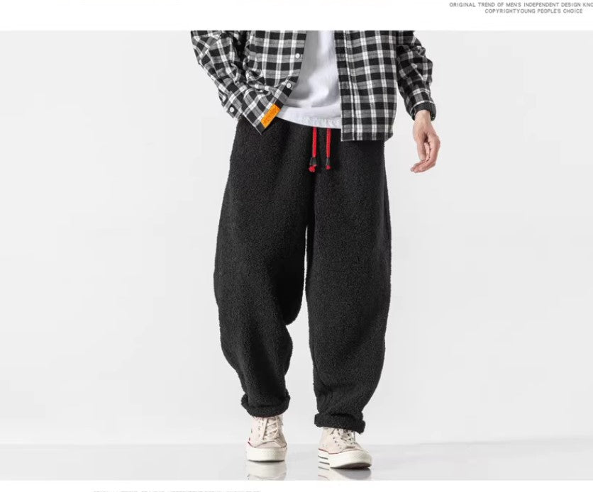 Pantaloni casual in lana di pecora spessa per uomo, stile retrò, ideale per autunno e inverno, di marca Valstrend shop.