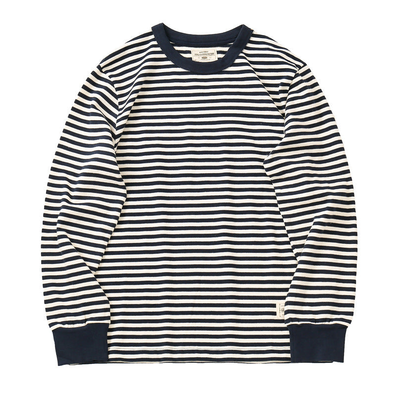 T-shirt sportiva retrò americana con strisce orizzontali per uomo, marca Valstrend, stile casual e vintage.