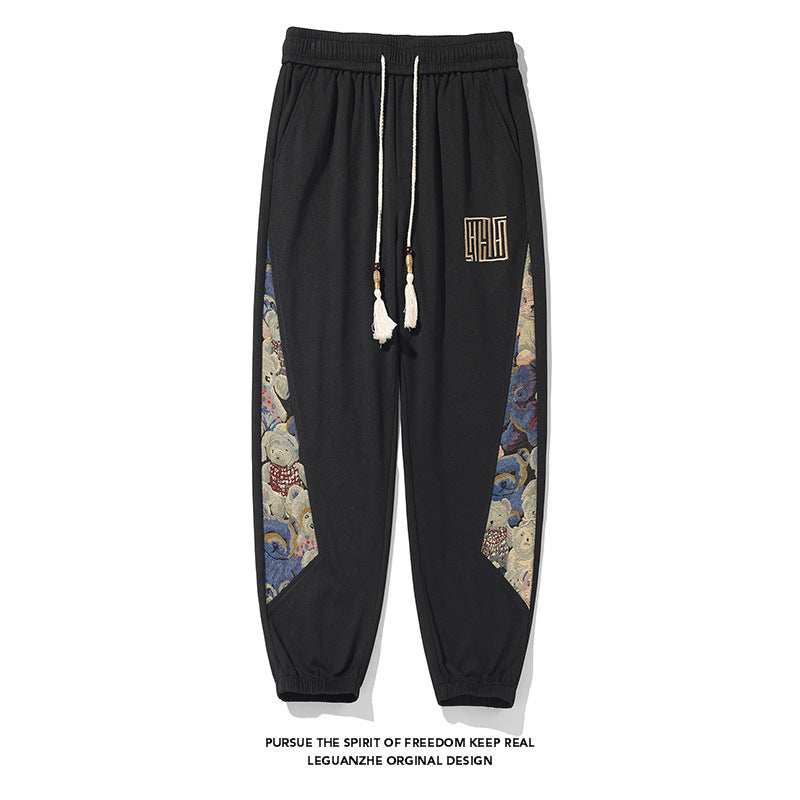 Pantaloni jogger plus size con motivo ananas a quadri e orso stile nazionale, sfondo bianco, marchio Valstrend shop