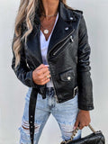 Giacca corta in pelle PU Valstrend con zip, stile moderno, maniche lunghe e collo alto, perfetta per look casual e trendy