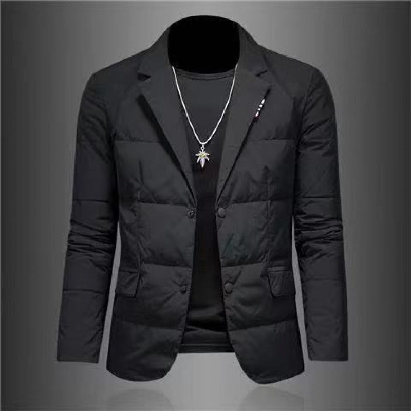Giacca casual calda in cotone da uomo, stile trendy e moderno, di marca Valstrend, vista frontale su sfondo neutro.