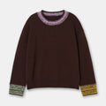 Maillard Loose Thick Woolen Women's Round Neck Contrast Color Fairisland Knitted Sweater