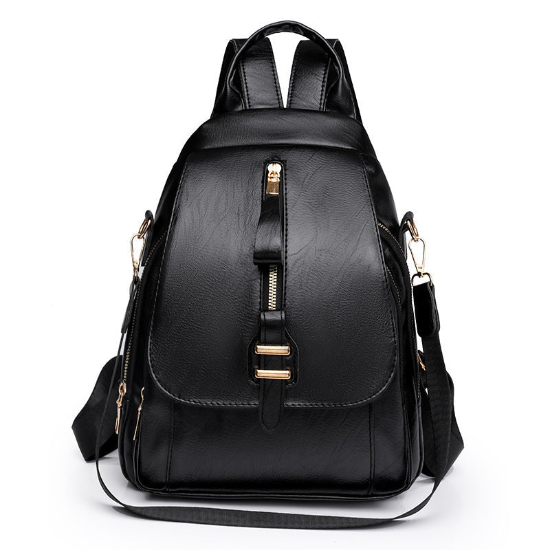 Zaino grande in pelle morbida di Valstrend, borsa casual retrò a tinta unita per donna, ideale per uso all'aperto e quotidiano.