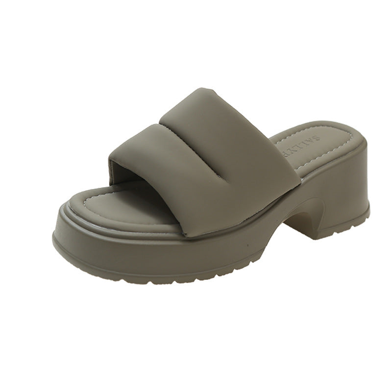 Sandali estivi da donna Valstrend con tacco alto, apertura anteriore e piattaforma, stile semplice e versatile per l'outdoor.